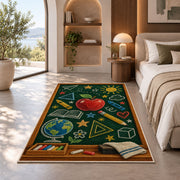 Chalkboard Doodle Rug in a bedroom with an arched window