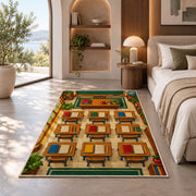 Classroom Desks Rug in a bedroom with an arched window