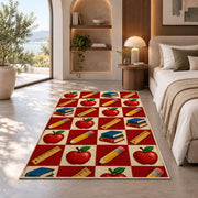 Apple Checkered Rug in a bedroom with an arched window