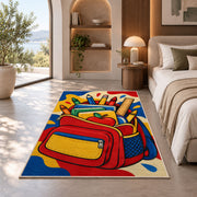 Backpack School Rug in a bedroom with an arched window