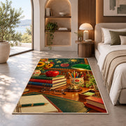Teacher Desk Rug in a bedroom with an arched window