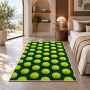 Tennis Ball Pattern Rug in a bedroom with an arched window