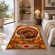 Fall Turkey Rug in a bedroom with an arched window