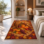 Cornucopia Harvest Rug in a bedroom with an arched window