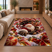 Santa Christmas Rug in a cozy living room