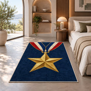 Gold Star Medal rug in a bedroom with an arched window