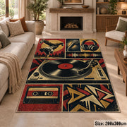 Vinyl Turntable Street Music area rug in rust, navy and cream, view 8