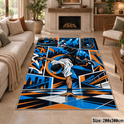 Breakdance Street Art area rug in electric blue, orange and black, view 8