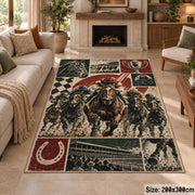 Horse Racing Trophy Collage area rug in cream, burgundy and charcoal, view 8