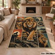 Majestic Lion Savanna Collage area rug in golden brown, sage and blue, view 8