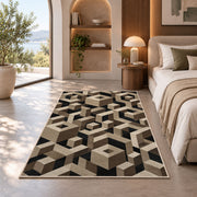 3D Geometric Cube Area Rug, Black Beige Optical Illusion Rug, Modern Living Room Decor - Image 8