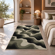 Abstract Wavy Area Rug, Black Beige Flowing Lines Rug, Modern Organic Living Room Decor - Image 8