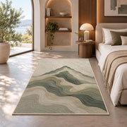 Abstract Mountain Wave Area Rug, Sage Green Layered Landscape Rug, Modern Neutral Decor - Image 8