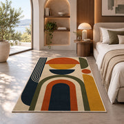 Mid Century Geometric Area Rug, Orange Olive Arch Shapes Rug, Retro Modern Room Decor - Image 8