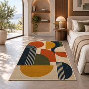 Mid Century Abstract Area Rug, Orange Mustard Geometric Shapes Rug, Modern Retro Decor - Image 8
