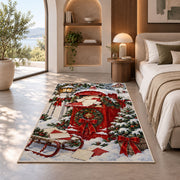 Letters to Santa Mailbox rug in a bedroom with an arched window