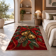 Sleigh Bells and Ribbon rug in a bedroom with an arched window