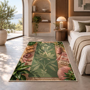 yoga mat flat lay rug in a bedroom with an arched window