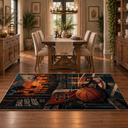 Urban Street Basketball Rug displayed in a dining room