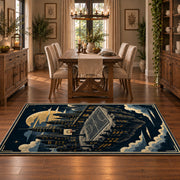 Mountain Canyon Basketball Court Rug displayed in a dining room