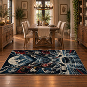 Mountain Hockey Puck Rug displayed in a dining room