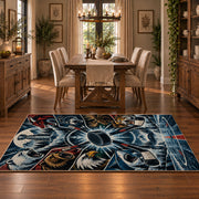 Mountain Hockey Compass Rug displayed in a dining room