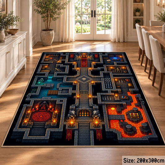 Arcade Dungeon Map Area Rug shown in room setting, view 9