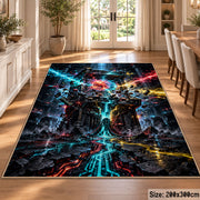 Neon Sci-Fi Battle Area Rug shown in room setting, view 9
