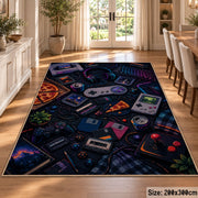 Retro Game Controller Collage Area Rug shown in room setting, view 9