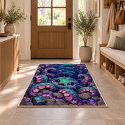 Cute octopus cosmic vortex area rug in a sunny entryway