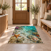 Turquoise Coral Reef Rug, Starfish Ocean Area Carpet for Coastal Bedroom and Kids Room Decor - image 9