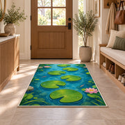 Green Lily Pad Pond Rug, Blue Water Nature Area Carpet for Kids Bedroom and Peaceful Room Decor - image 9