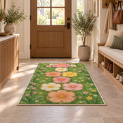 Pastel Flower Garden Rug, Pink Daisy Green Area Carpet for Kids Bedroom and Spring Room Decor - image 9