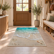 Turquoise Beach Shore Rug, Sandy Ocean Wave Area Carpet for Coastal Bedroom and Living Room Decor - image 9