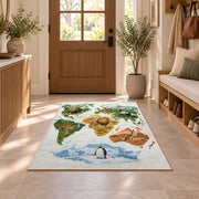 Illustrated Animal World Map Rug, Colorful Geography Area Carpet for Kids Bedroom and Playroom - image 9