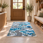 Snowy Mountain Road Rug, Blue Winter Landscape Area Carpet for Kids Bedroom and Playroom Decor - image 9