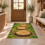Woodland Tree Stump Path Rug, Green Forest Area Carpet for Kids Bedroom and Nature Room Decor - image 9