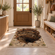 Rustic Cracked Earth Portal Rug, Brown Stone Illusion Area Carpet for Bedroom and Adventure Decor - image 9