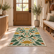 Green Botanical Floral Rug, Cream Leaf and Flower Area Carpet for Bedroom and Cozy Home Decor - image 9