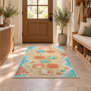 Pastel Peach Floral Mandala Rug, room view 9