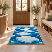 White Cloud Trail Blue Sky Rug, room view 9