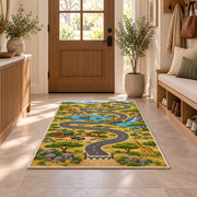 Green Countryside Road Rug, room view 9
