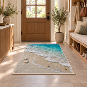 Turquoise Shore Waves Rug, room view 9
