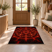 Red Arcane Star Circle Rug, room view 9