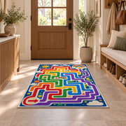 Rainbow Maze Lines Rug, room view 9