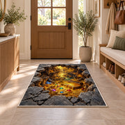 Golden Stone Vortex Rug, Printed Area Carpet for Kids Bedroom and Cozy Living Room Decor - image 9