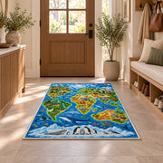 Wildlife Continent Map Rug, Printed Area Carpet for Kids Bedroom and Cozy Living Room Decor - image 9