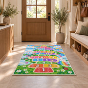Rainbow garden hopscotch rug with numbers 1 to 20, room styling view 9