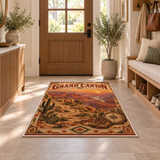 Grand Canyon sunset travel poster rug in a sunny entryway