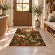 Zion Canyon trail map poster rug in a sunny entryway